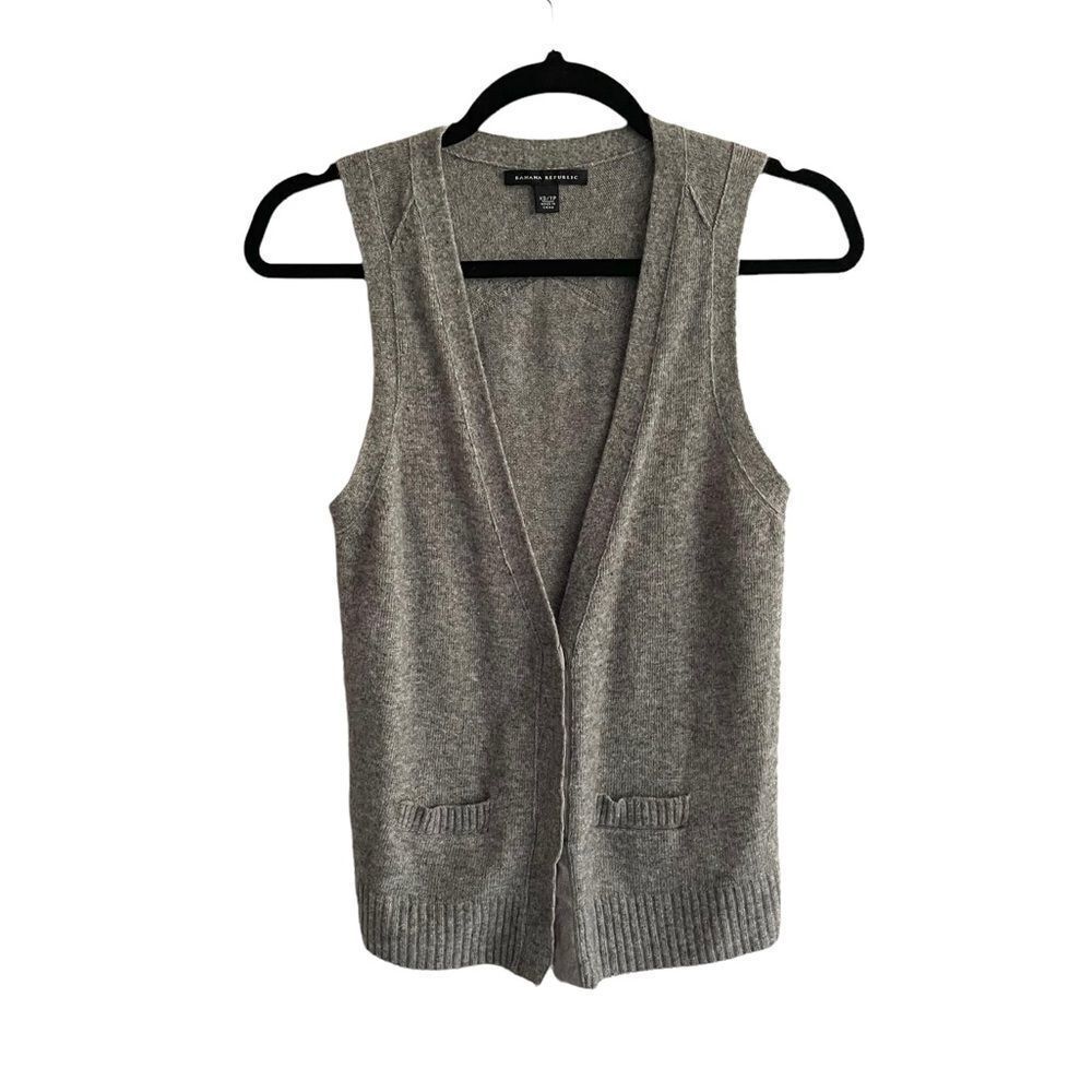 BANANA REPUBLIC Grey Wool Cashmere Sleeveless Button Front Cardigan Vest XS